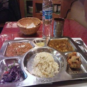 Thali plate at Veg World India in Barcelona