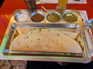 Spicy dosa at Veg World India in Barcelona