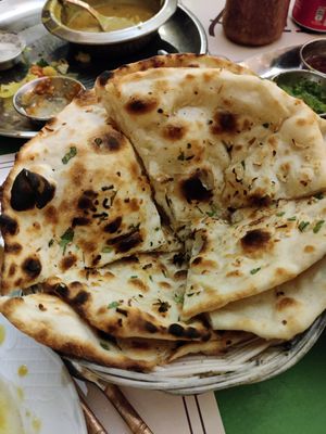 Garlic naan at Veg World India in Barcelona