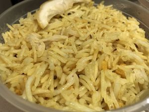 Lemon rice at Veg World India in Barcelona