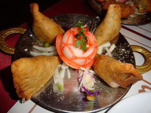 Samossas at Veg World India in Barcelona