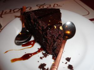 Chocolate cake at Veg World India in Barcelona