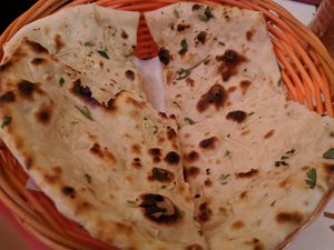 Garlic naan at Veg World India in Barcelona
