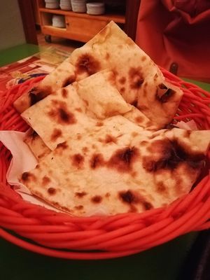 naan de queso at Veg World India in Barcelona