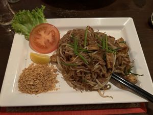 Pad Thai tahoe (I had to ask to leave out the scrambled egg).  at Thai Jasmine in Groningen