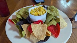 Chips and Dip- Tortilla chips with choice of vegan house cashew cheese
sauce, pico de gallo, or mango salsa at Firefly in Charlottesville