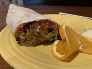 Vegan burrito  at Black Cat Coffeehouse in Ashland