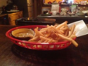 French fries and gravy  at GubGub's Vegan Kitchen in Yomitan