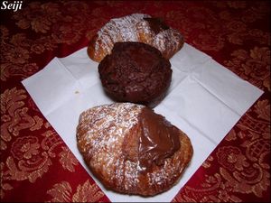 Vegan chocolate croissant and muffin at 100% Bio in Rome