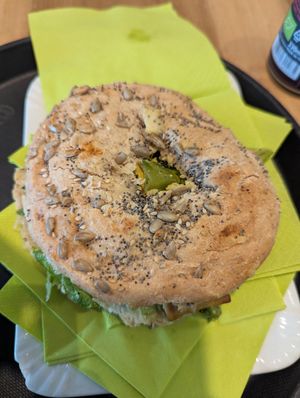 Tofu bagel at 100% Bio in Rome