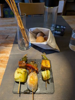 Tofu skewers at 100% Bio in Rome