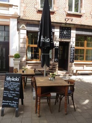 entrance & outdoor seating at Herzenslust in Saarbrucken