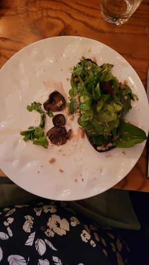 Miso eggplant with peanut crunch at Herzenslust in Saarbrucken