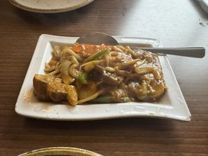 Mixed veg in satay sauce  at Peaches Restaurant in Newcastle-under-lyme