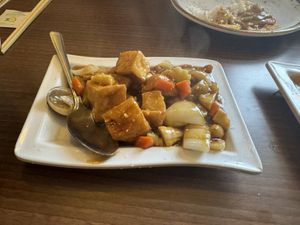Tofu and cashews   at Peaches Restaurant in Newcastle-under-lyme