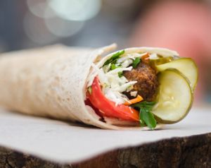 falafel wrap by vegano hooligano at Green 13 - Besarabsky Market in Kyiv