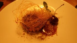 Chocolate and ganache tart at Rootcandi in Brighton