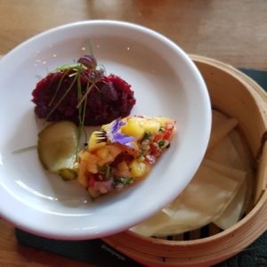 Beetroot pancakes at Rootcandi in Brighton