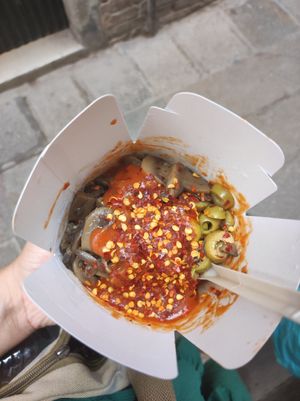 Napoletana with olives, mushroom and chilli at Dal Moro's Fresh Pasta To Go in Venice