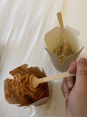 Arrabiata & Aglio Olio  at Dal Moro's Fresh Pasta To Go in Venice