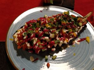 Vegan eggplant at Aubergine in Bucharest