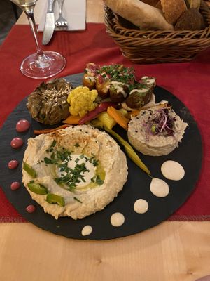 Vegan sharing plate for two at Aubergine in Bucharest