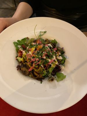 Mushrooms on beans at Aubergine in Bucharest