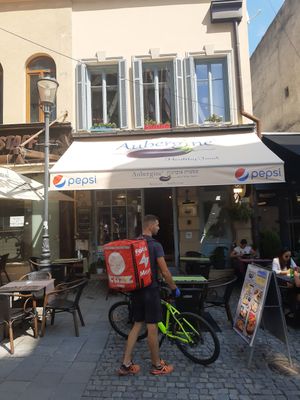 Outside at Aubergine in Bucharest