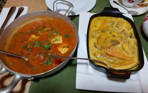 Vegan Shakshuka and Pleurotus Manali at Aubergine in Bucharest