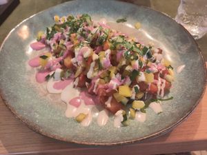 Vegan eggplant dish at Aubergine in Bucharest