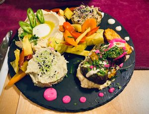 Hummus plate at Aubergine in Bucharest