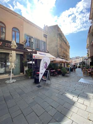 Outside at Aubergine in Bucharest