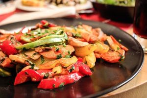 stir fried vegetables with olive oil and garlic at Aubergine in Bucharest