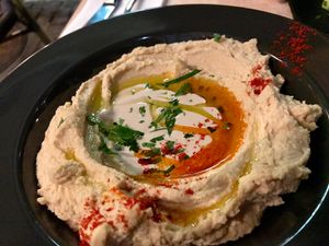 hummus at Aubergine in Bucharest