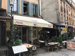 outside at Aubergine in Bucharest