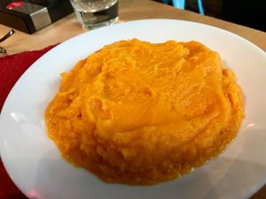 sweet potato mash at Aubergine in Bucharest