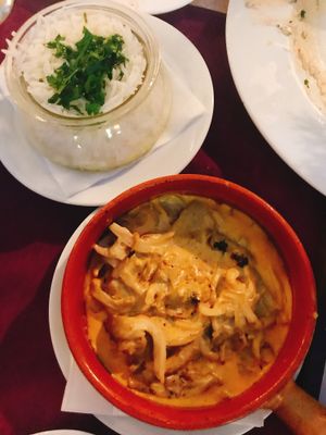 my favorite - plenteous mushrooms with a side of jasmine rice!!! at Aubergine in Bucharest