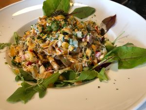 Nice vegan dish. Super big at Aubergine in Bucharest