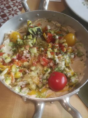 Hummus, eggplant and other vegetables. Very good! at Aubergine in Bucharest