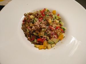 Lentil salad at Aubergine in Bucharest