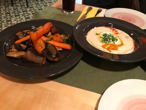 Humus and vegetables  at Aubergine in Bucharest
