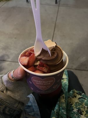 Peanut Prana and Chocolate Bliss Swirl☺️  at Yoga-urt in Glendale