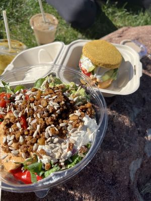 tacno salad + burger  at Thrive in Boulder