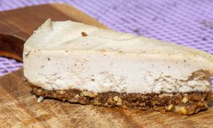 Lemon Vanilla Cheesecake with pecan, walnut and date crust at Thrive in Boulder