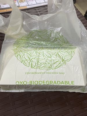 Biodegradable plastic 👌  at Wellnessland Vegetarian Cafe in Cebu