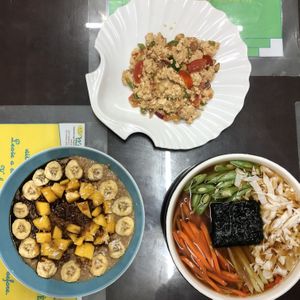 Scrambled tofu, oatmeal bowl, vegan ramen  at Wellnessland Vegetarian Cafe in Cebu