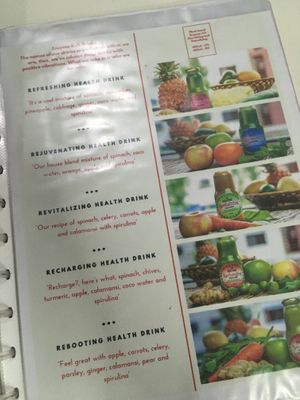 drink menu at Wellnessland Vegetarian Cafe in Cebu