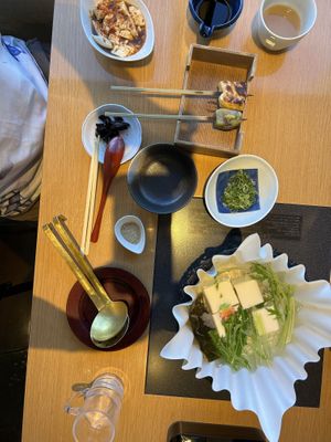 Vegetarian set lunch menu  at Kyotofu Fujino in Kyoto