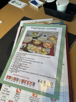 Veggie menu (ask without egg for vegan!)  at Kyotofu Fujino in Kyoto