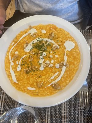 Pumpkin risotto with veg gorgonzola  at Ma va' in Rome